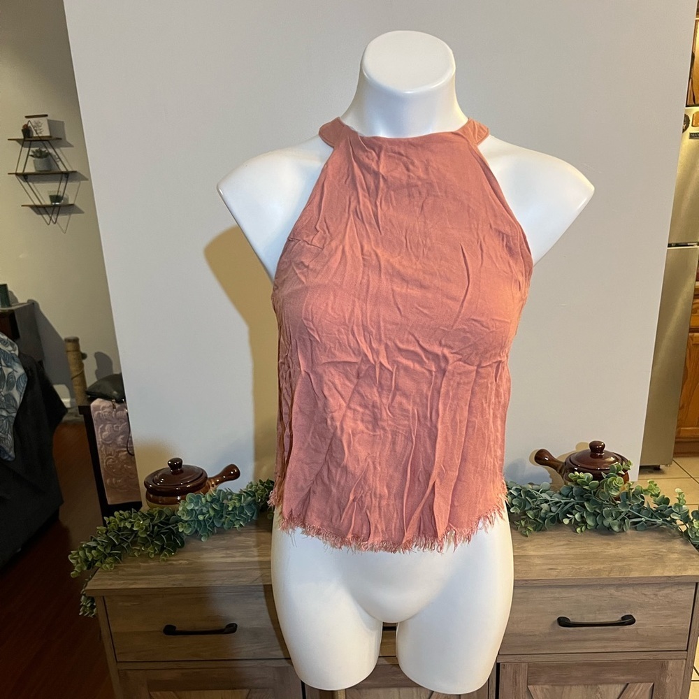 Altar’d state peachy colored high neck cropped cute top